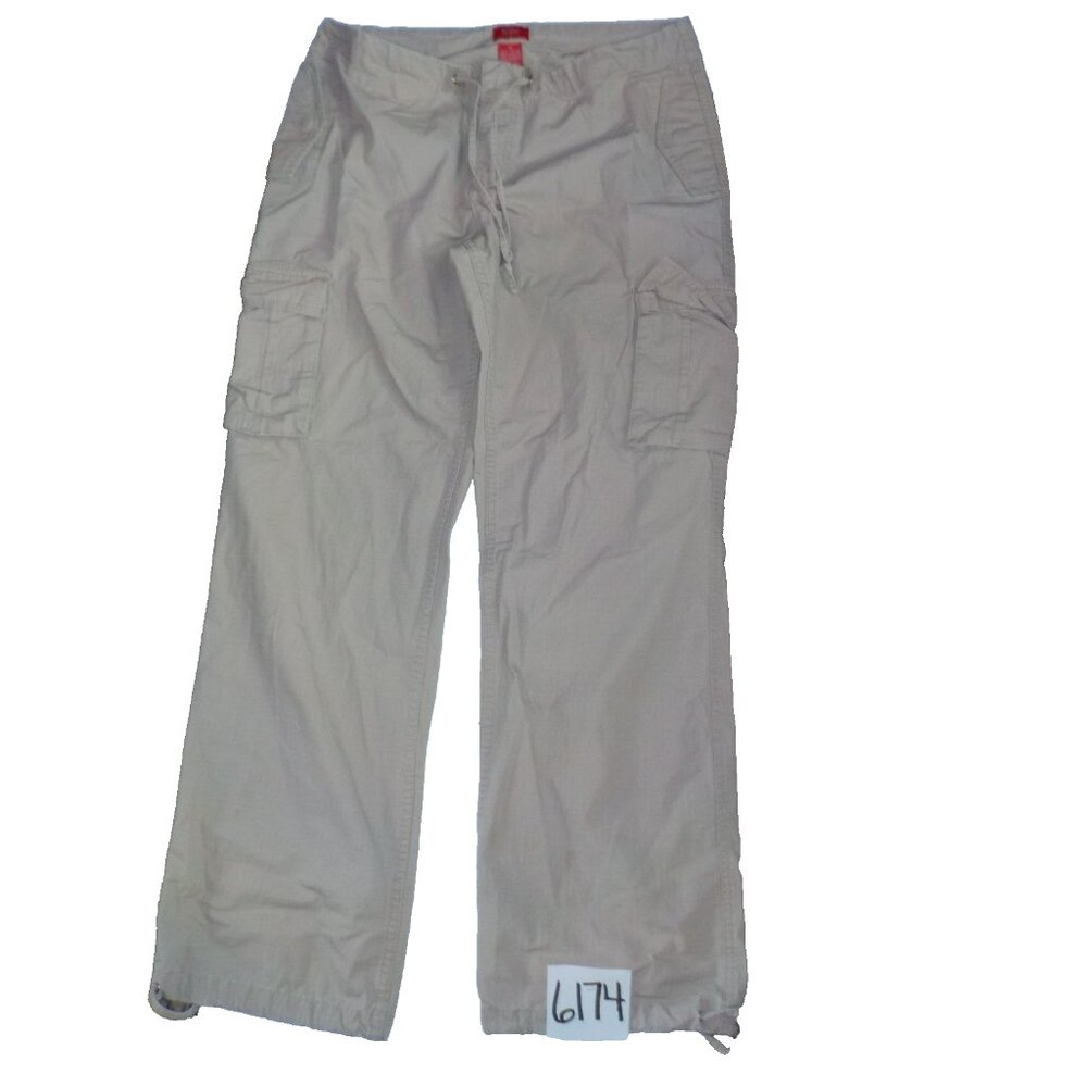 Mossimo Jr. Women's Rip Stop Size 13 Tan Cargo Drawstring Cuffs Pants  (32 x 31)